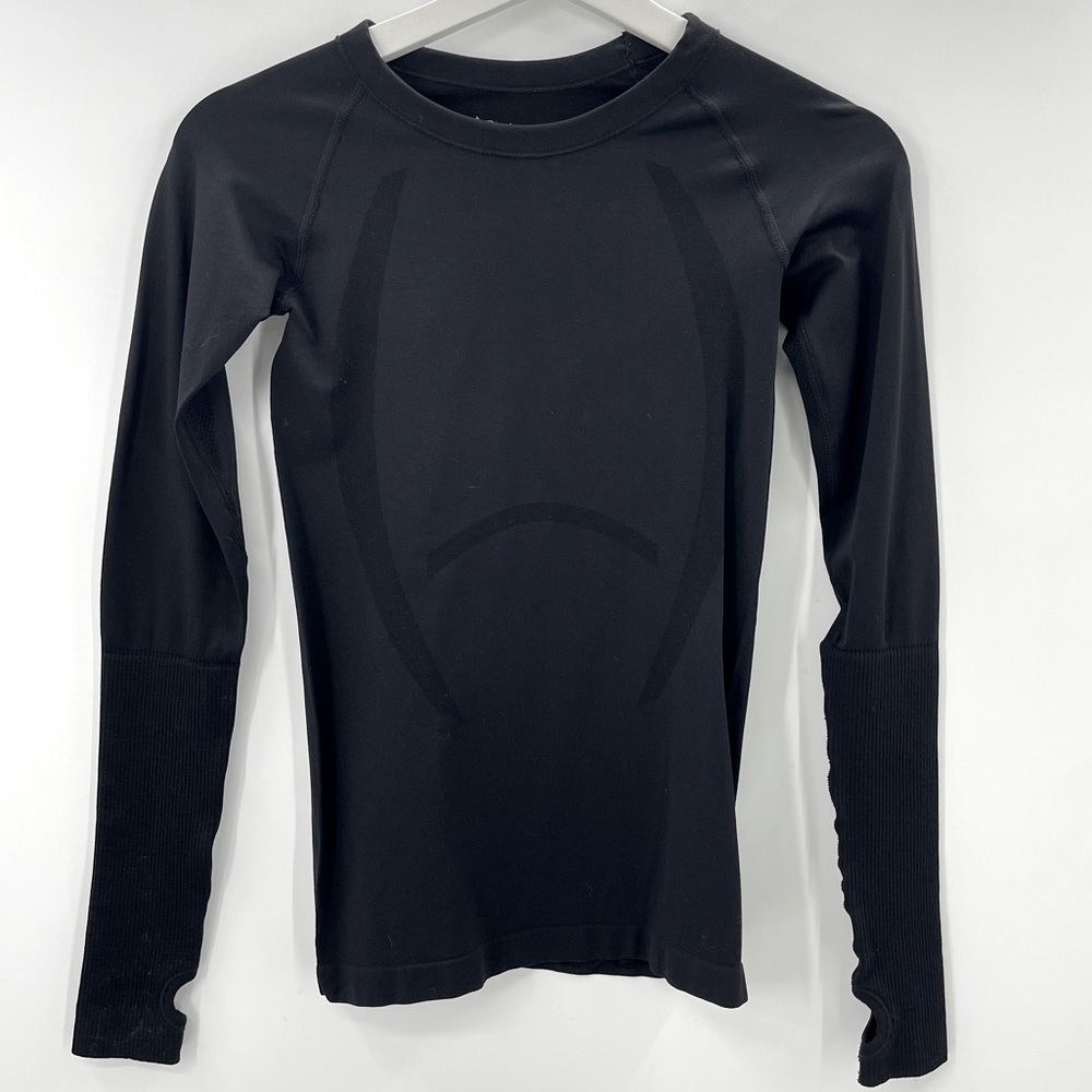 P'tula Long Sleeve Top Reenergize Seamless Long Sleeve Fitted Top Black Size XS
